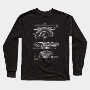 Typewriter Vintage Patent Drawing Long Sleeve T-Shirt